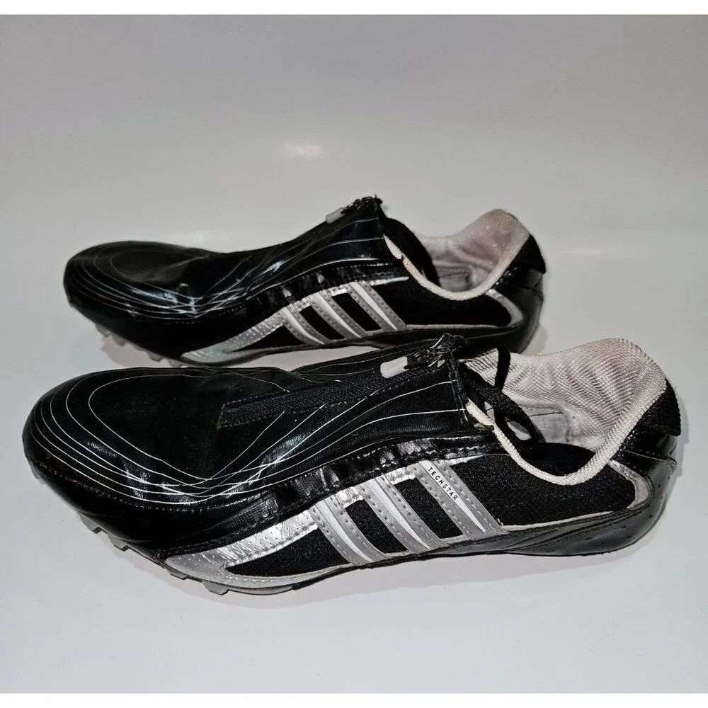 Adidas Techstar Track & Field Cleats Black Silver White Shoes 553838 US 10 READ